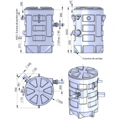 Equipo de bombeo con depósito de 280 litros y bomba sumergible trituradora  SFA